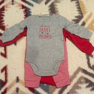 Carter's Red and Gray Santa Bodysuit Set